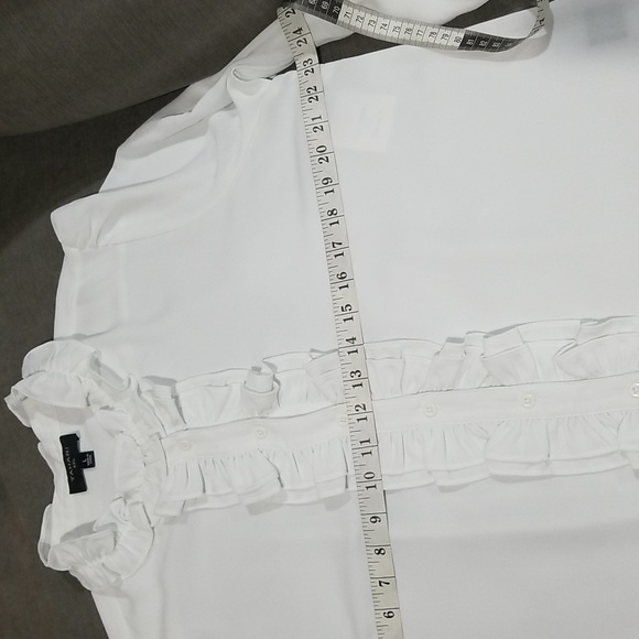 Tahari ASL Women's Ruffle Long Sleeve Blouse Size L in White - Picture 9 of 11